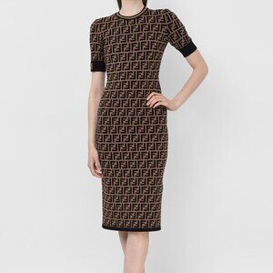 Fendi Dress Brown FF cotton dress